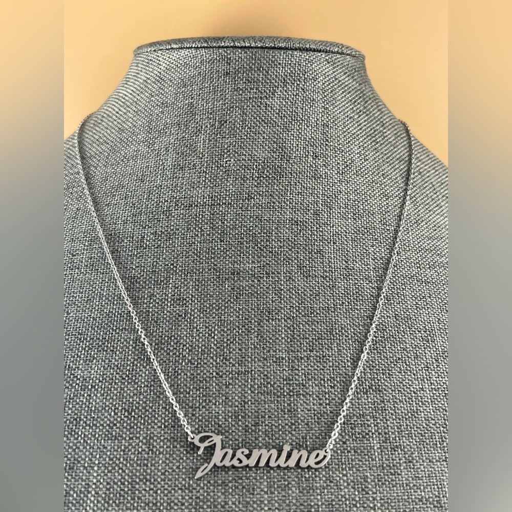 Custom Name Necklace (Jasmine Personalized Jewelry Name Plate Necklace Gifts